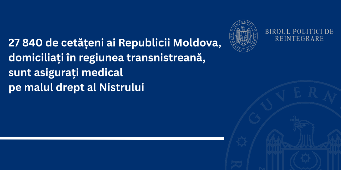 27 840 de cetățeni ai Republicii Moldova, domiciliați în regiunea transnistreană  sunt asigurați medical pe malul drept al Nistrului